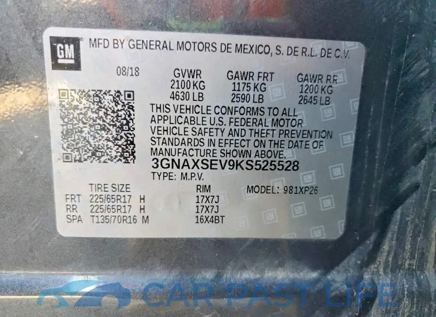 3GNAXSEV9KS525528# 12