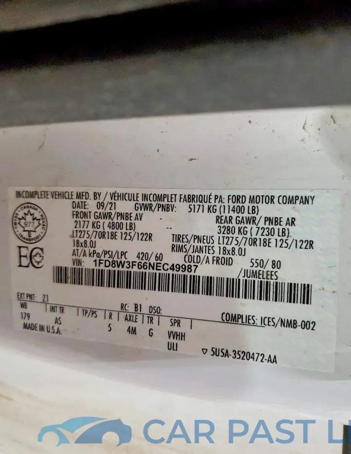 1FD8W3F66NEC49987# 13