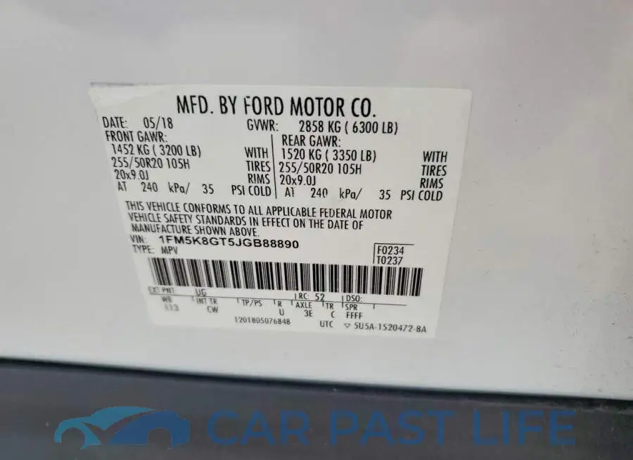 1FM5K8GT5JGB88890# 7