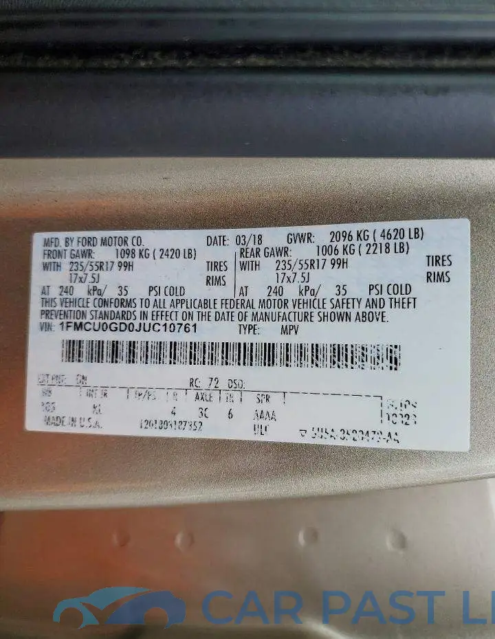 1FMCU0GD0JUC10761# 13