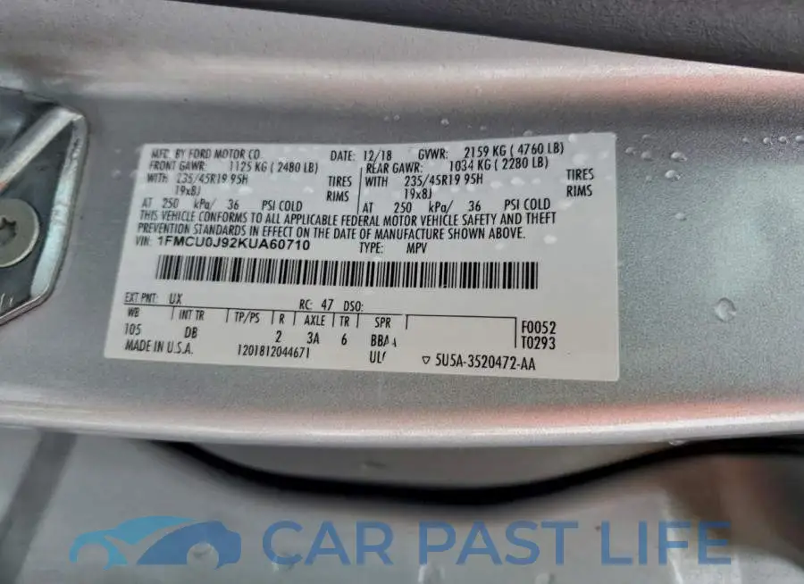 1FMCU0J92KUA60710# 13