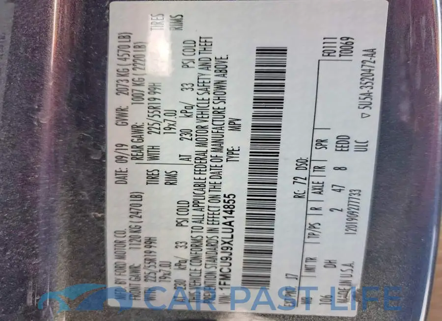 1FMCU9J9XLUA14855# 13