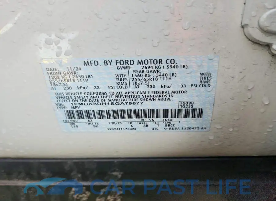 1FMUK8DH1SGA79677# 13
