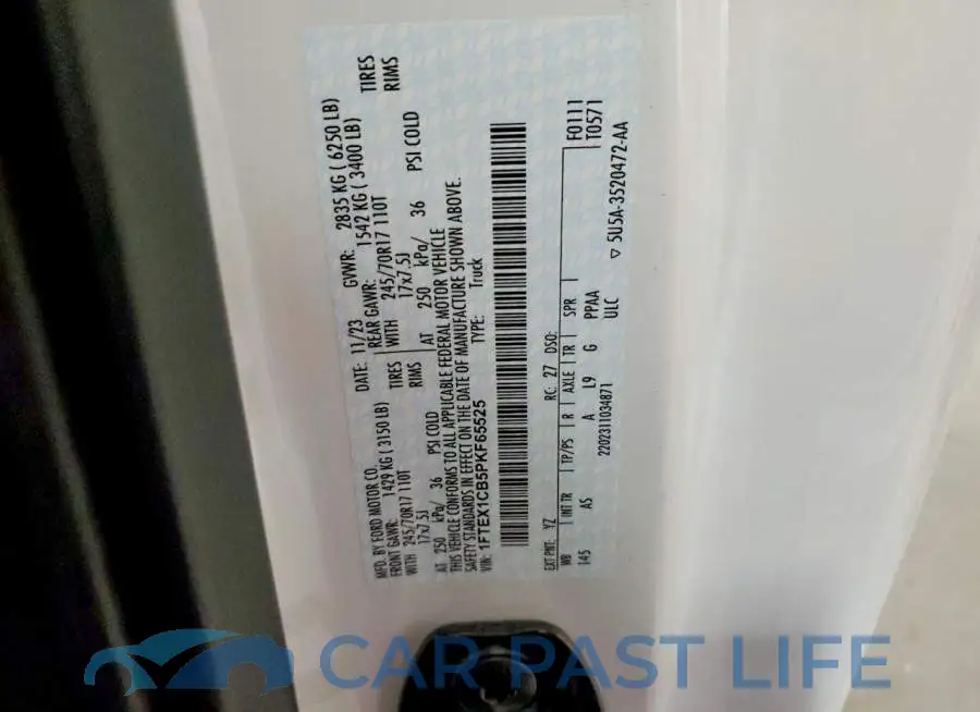 1FTEX1CB5PKF65525# 12