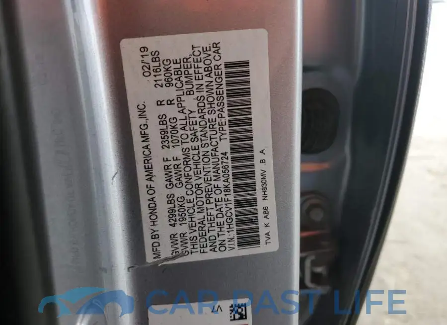 1HGCV1F18KA056724# 12