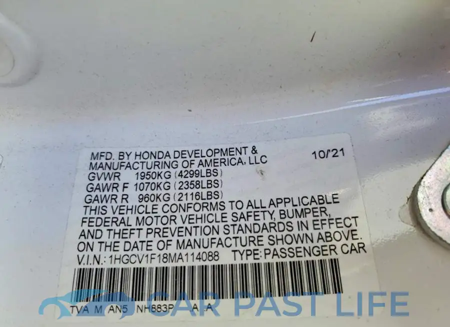1HGCV1F18MA114088# 12