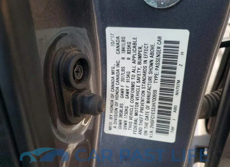 2HGFC1E53JH700959# 13