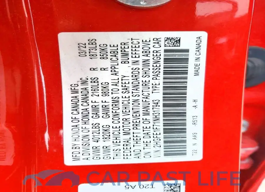 2HGFE1F71NH317943# 13