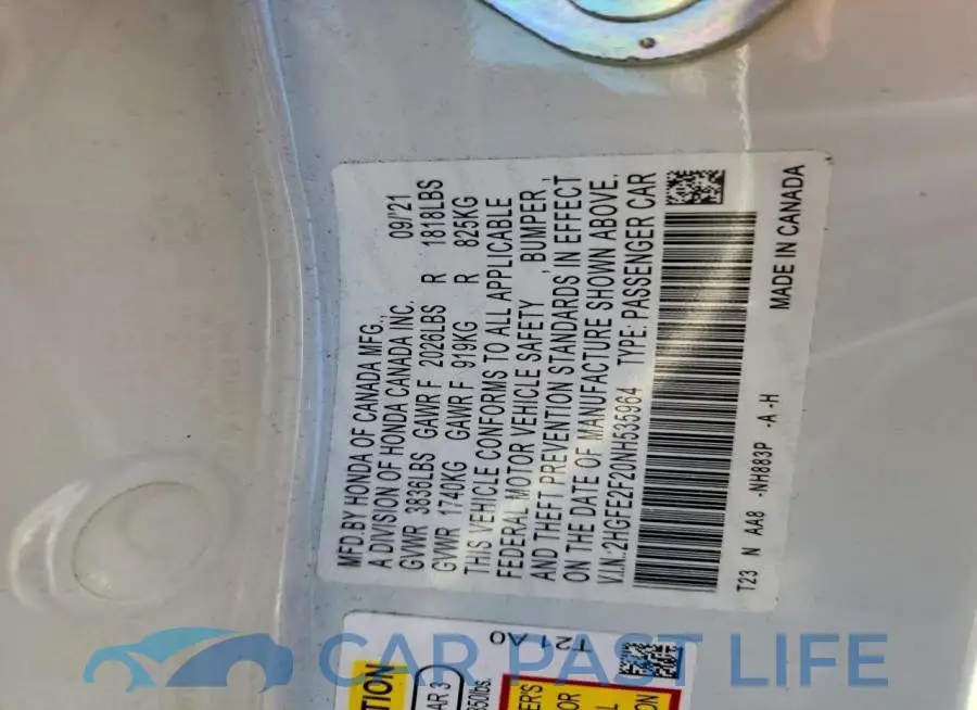 2HGFE2F20NH535964# 12