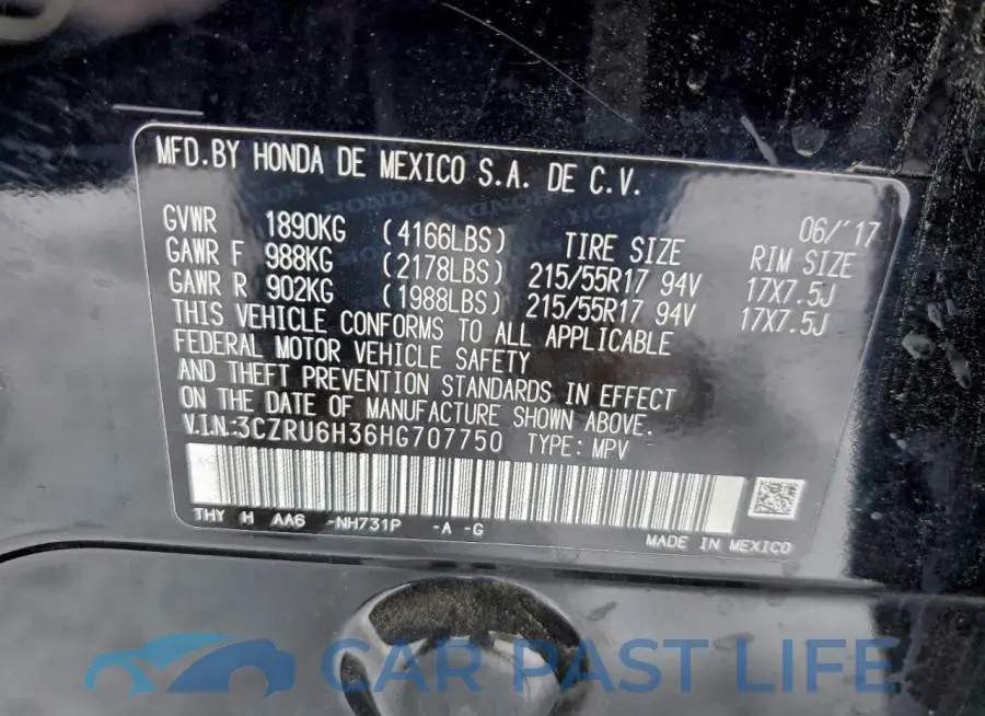 3CZRU6H36HG707750# 12
