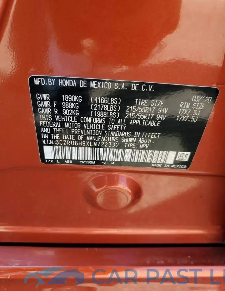 3CZRU6H9XLM722332# 13