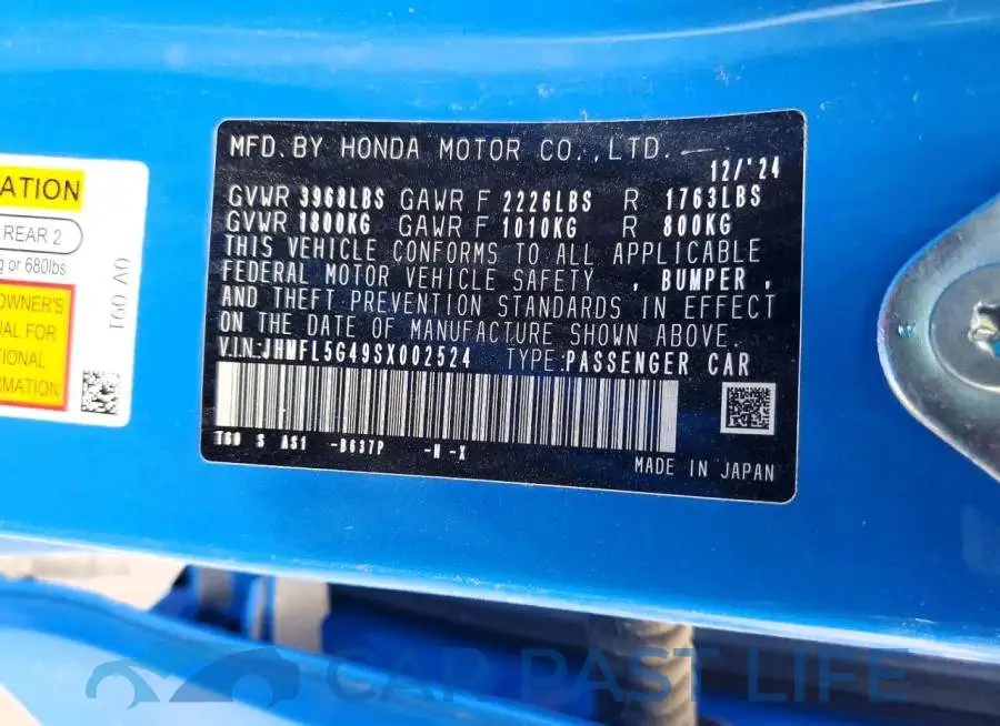 JHMFL5G49SX002524# 13
