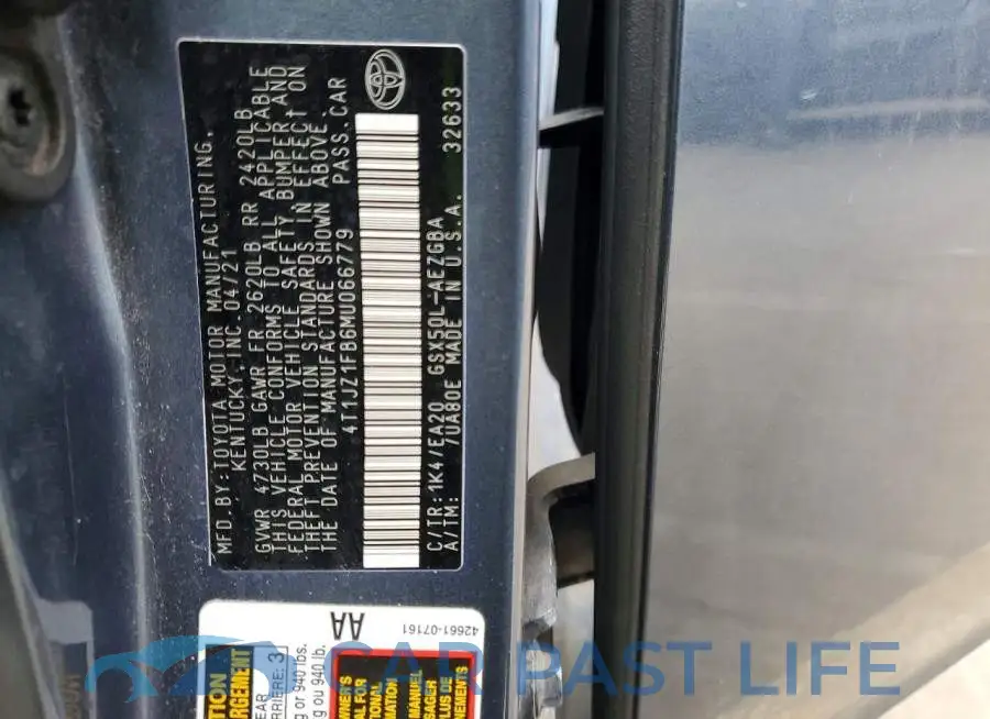 4T1JZ1FB6MU066779# 12