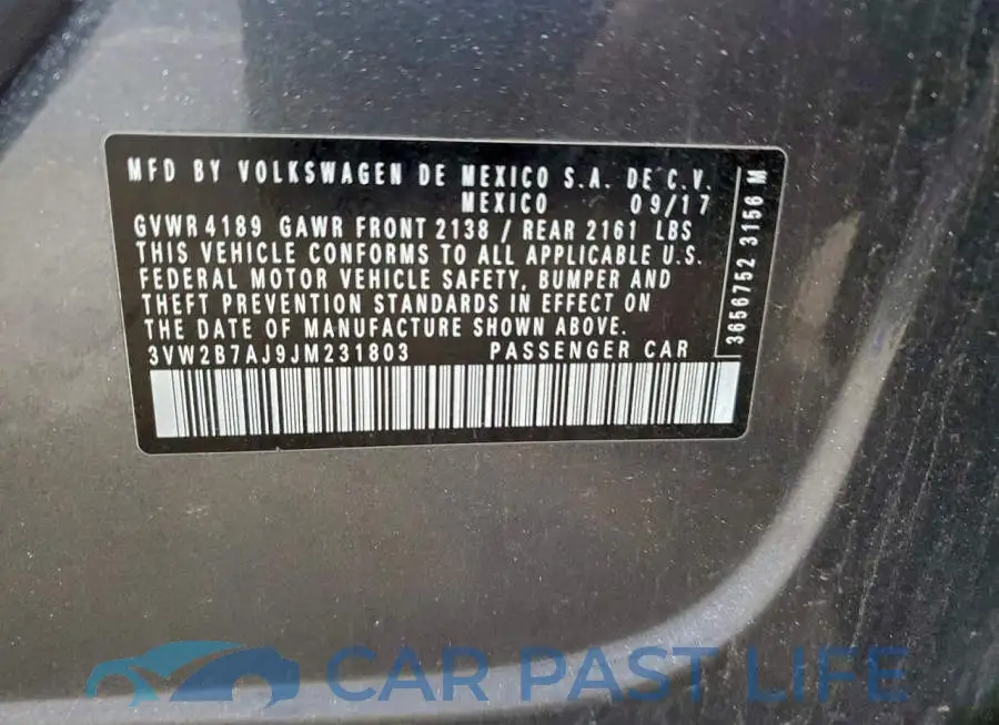 3VW2B7AJ9JM231803# 12