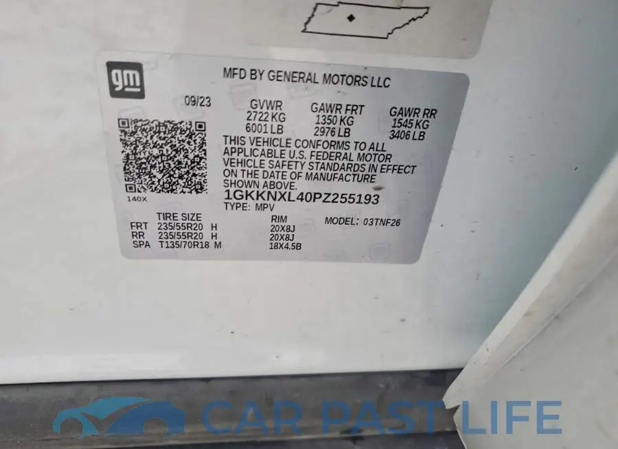 1GKKNXL40PZ255193# 14