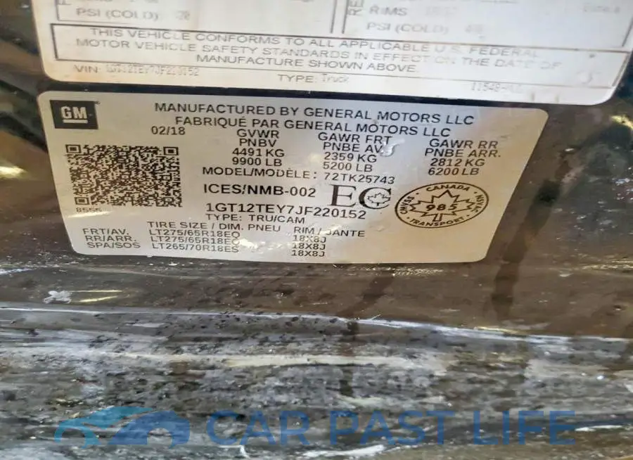 1GT12TEY7JF220152# 12