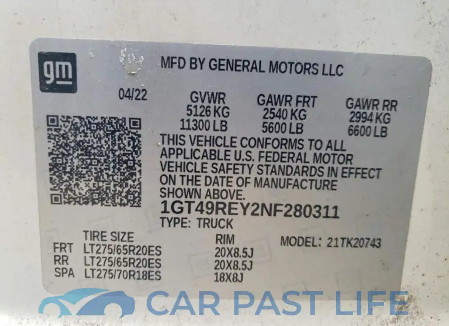 1GT49REY2NF280311# 13