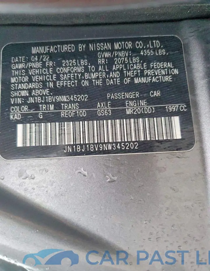 JN1BJ1BV9NW345202# 14
