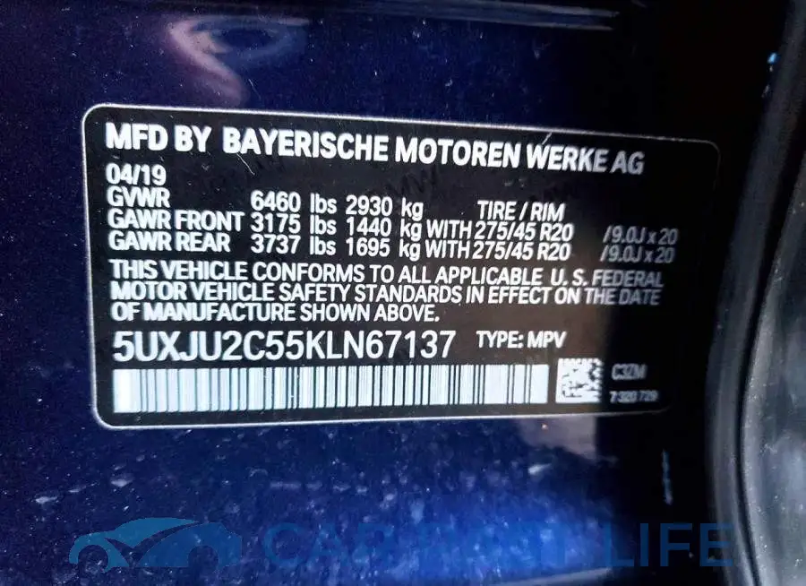 5UXJU2C55KLN67137# 14