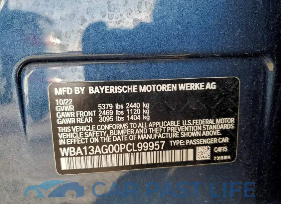 WBA13AG00PCL99957# 12