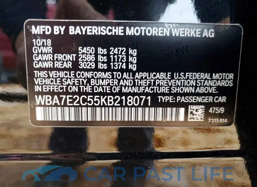WBA7E2C55KB218071# 12