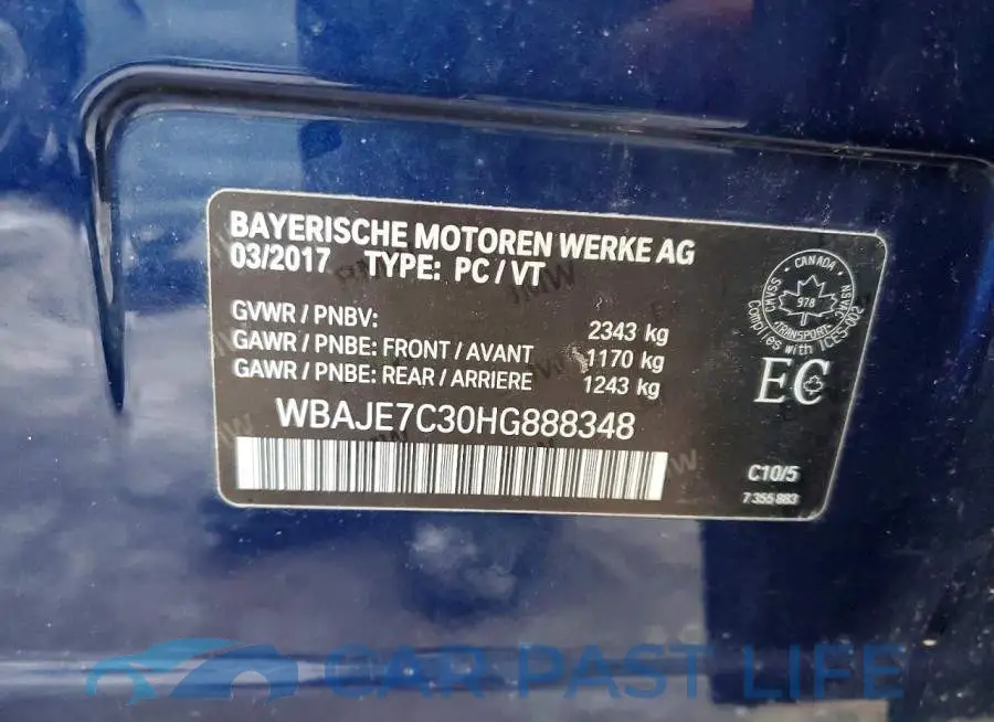 WBAJE7C30HG888348# 13