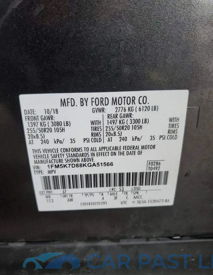 1FM5K7D88KGA51566# 13