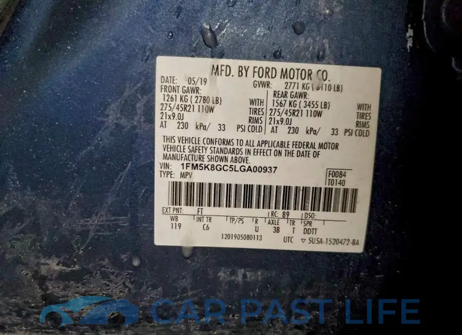 1FM5K8GC5LGA00937# 12
