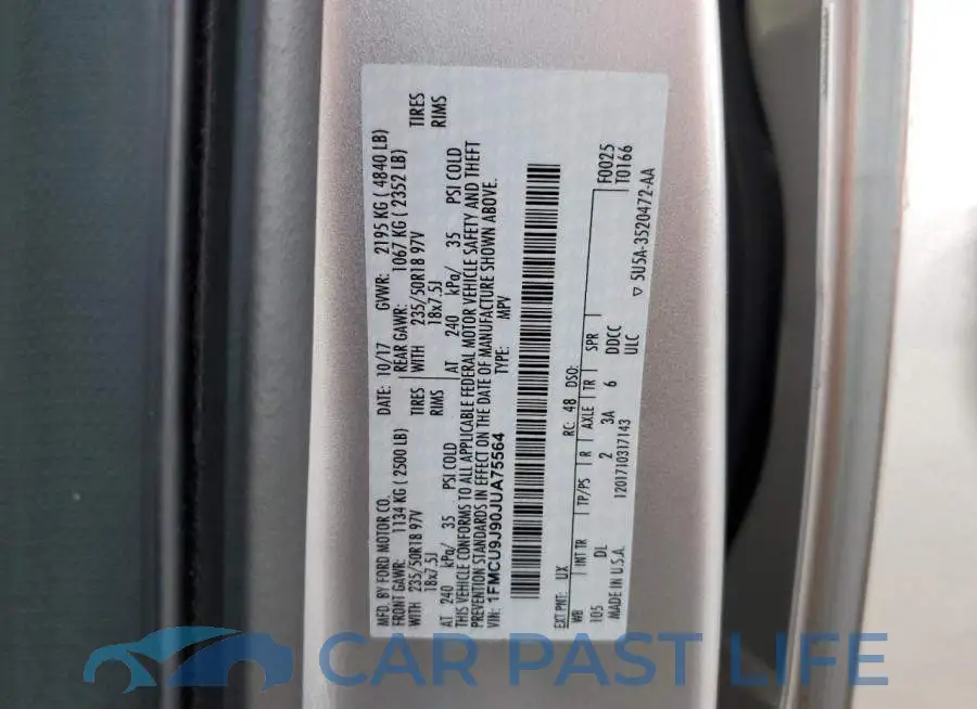 1FMCU9J90JUA75564# 13
