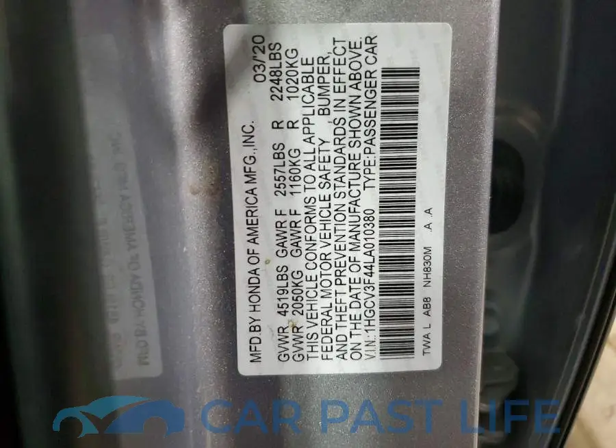 1HGCV3F44LA010380# 13