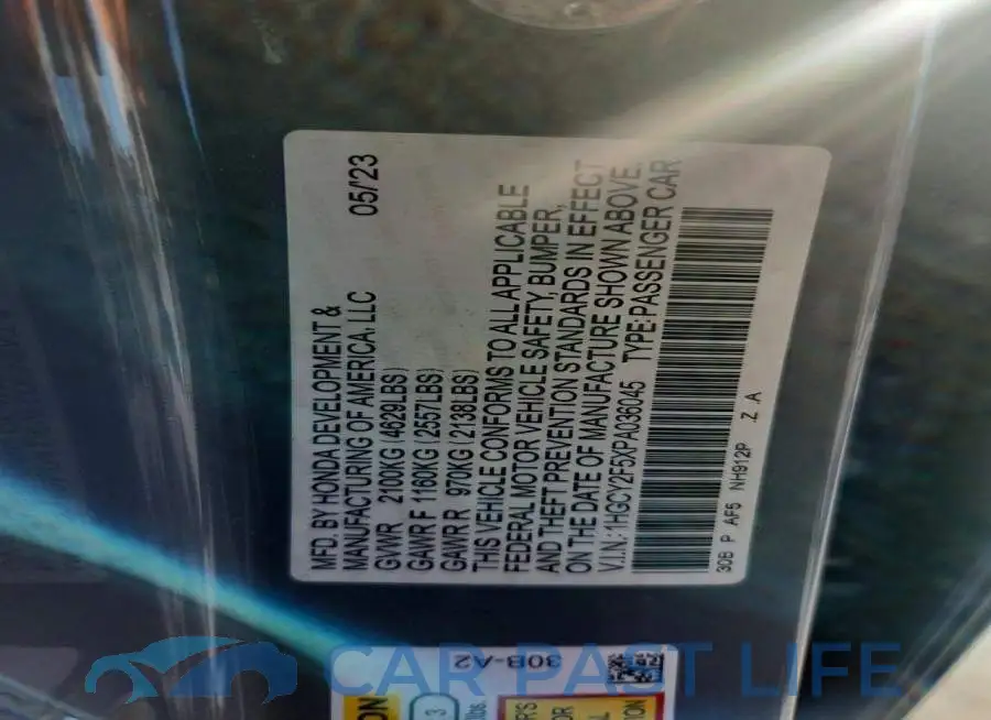 1HGCY2F5XPA036045# 12