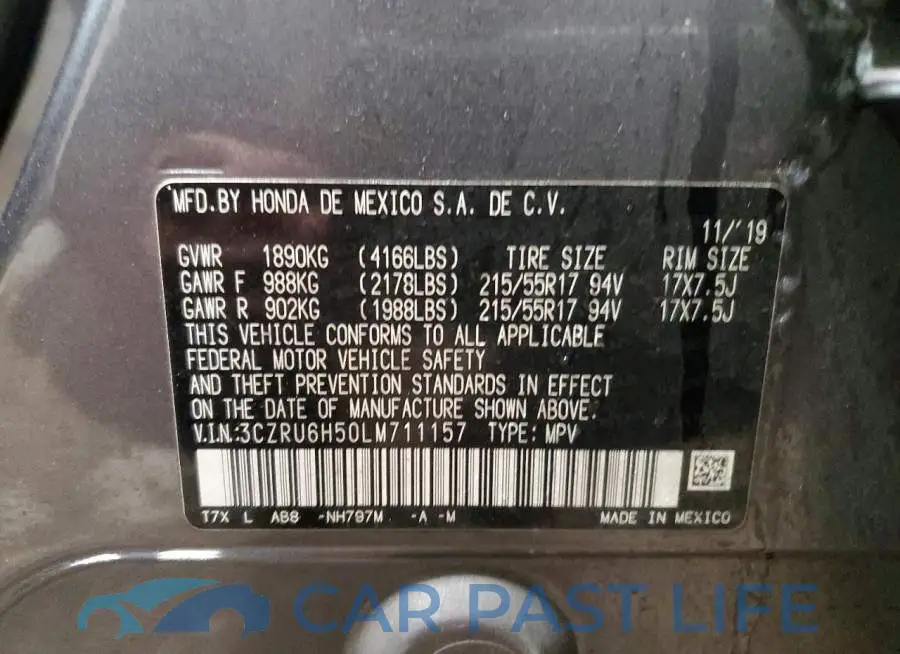 3CZRU6H50LM711157# 13