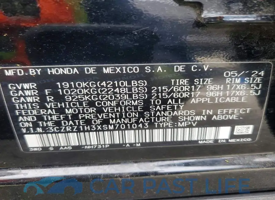 3CZRZ1H3XSM701043# 12