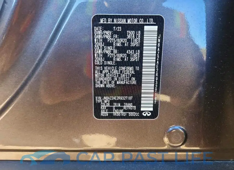 JN8AZ2AE2R9327187# 13