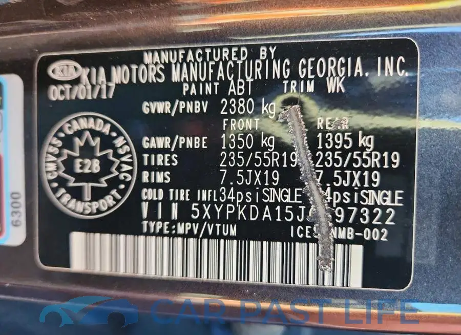 5XYPKDA15JG397322# 13