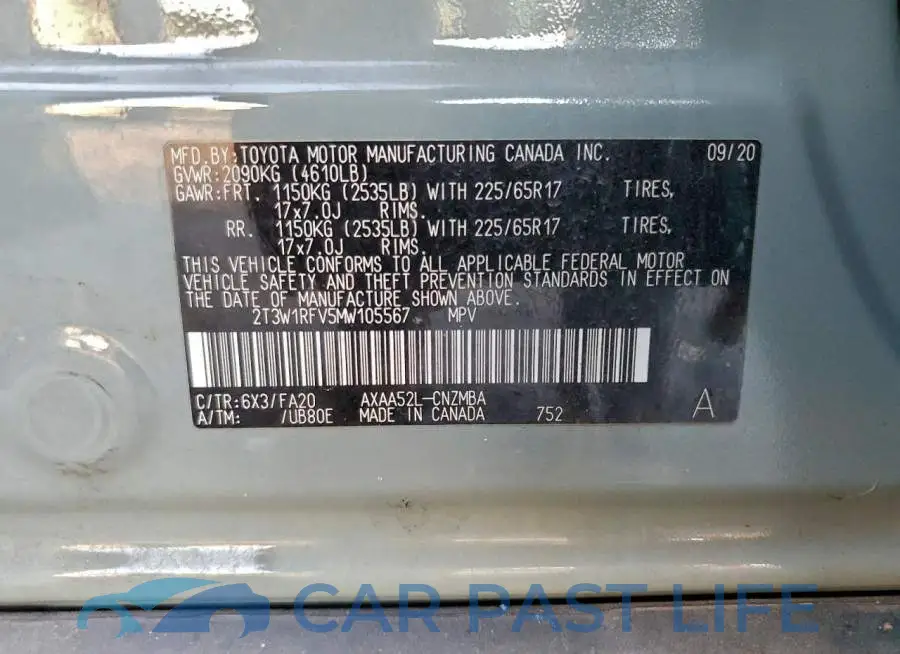 2T3W1RFV5MW105567# 13