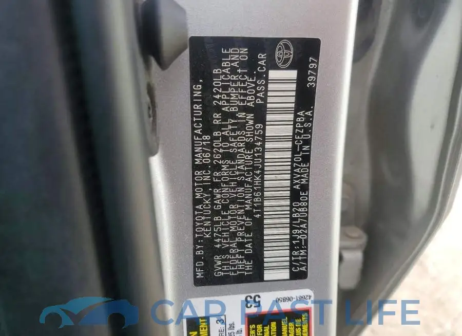 4T1B61HK4JU134759# 13