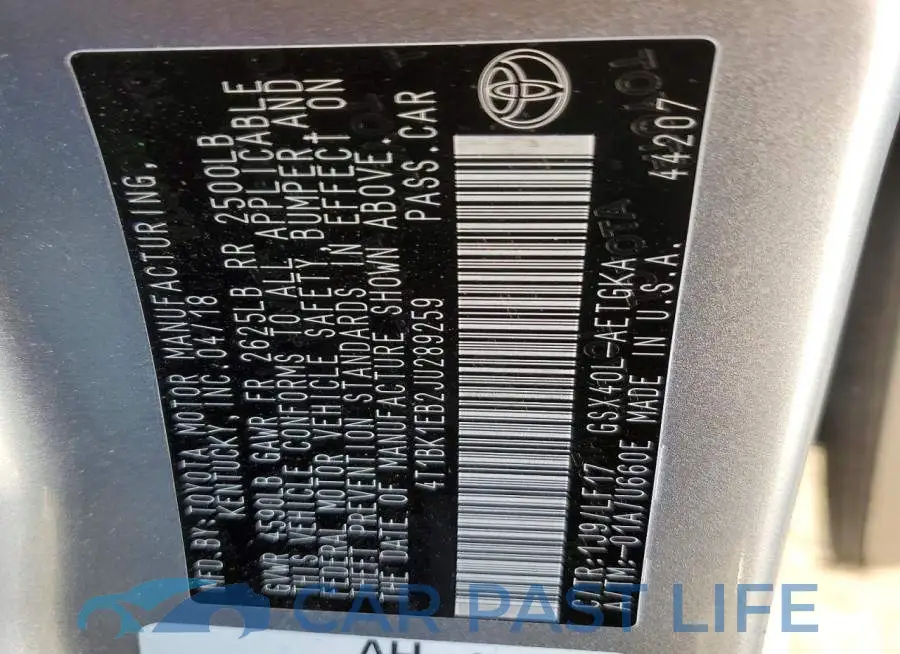 4T1BK1EB2JU289259# 12