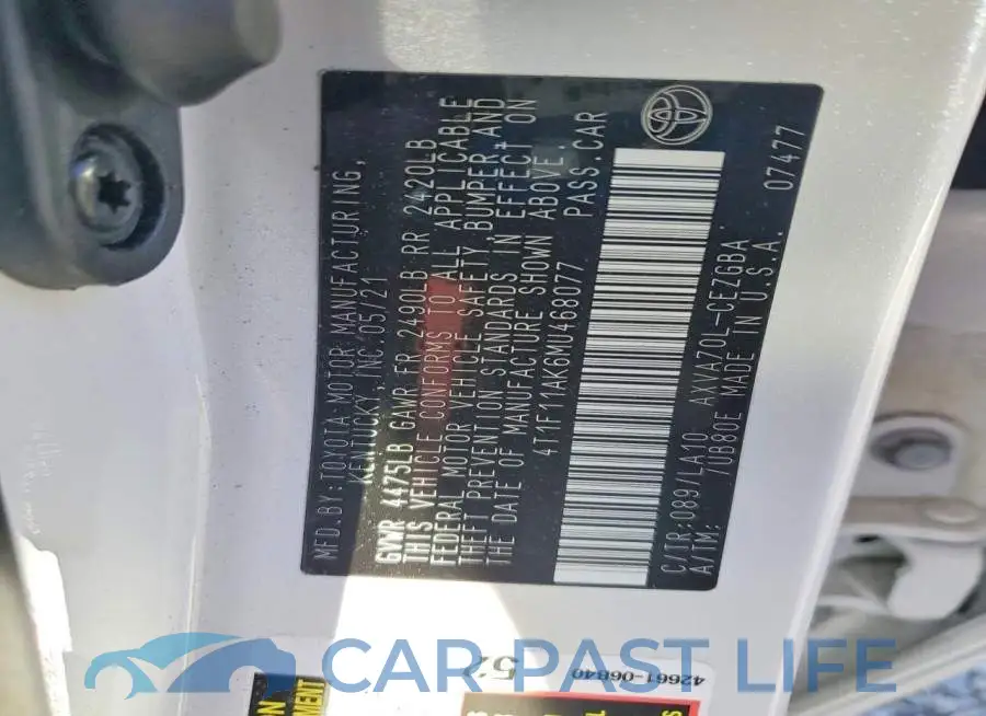 4T1F11AK6MU468077# 13