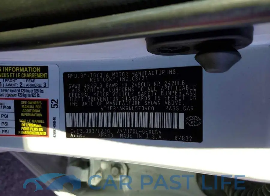 4T1F31AK6NU570460# 12