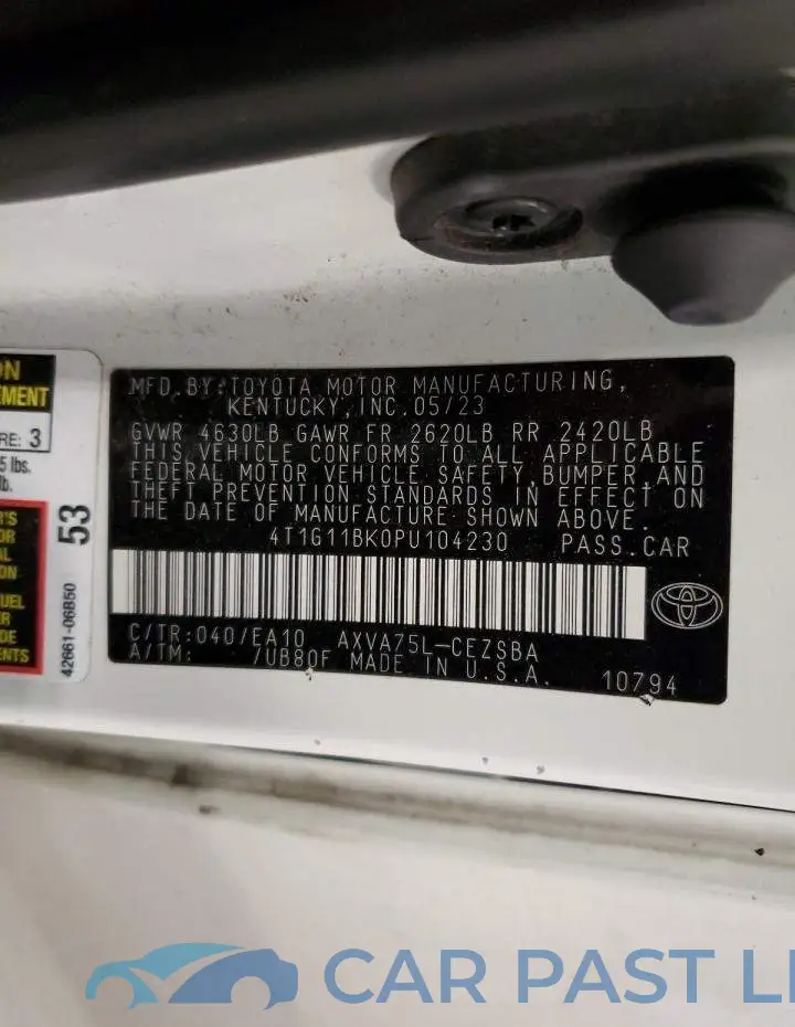4T1G11BK0PU104230# 12