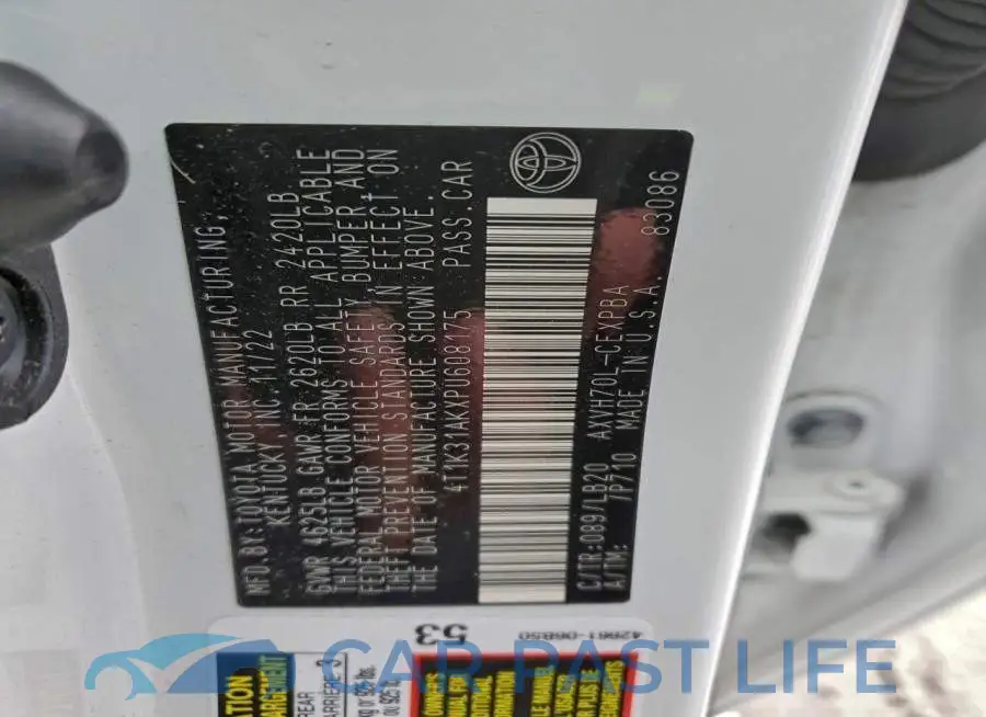 4T1K31AKXPU608175# 12