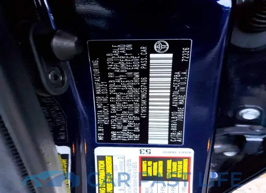 4T1K61AK1MU567406# 12