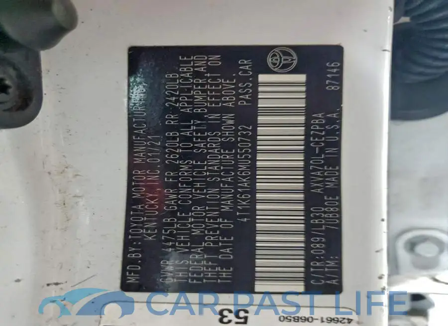 4T1K61AK6MU550732# 12
