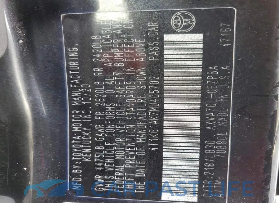 4T1K61AK7MU405702# 12