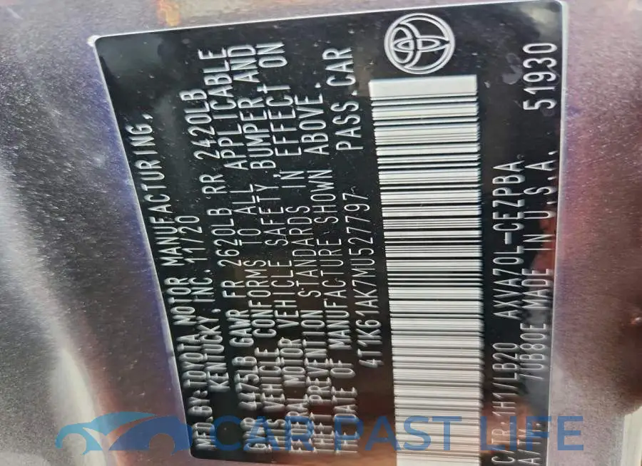 4T1K61AK7MU527797# 12