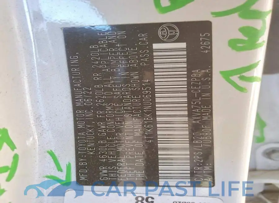 4T1K61BK1NU069514# 13