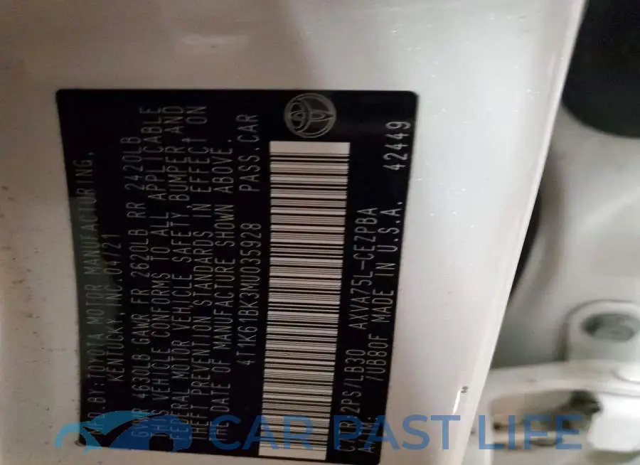 4T1K61BK3MU035928# 12