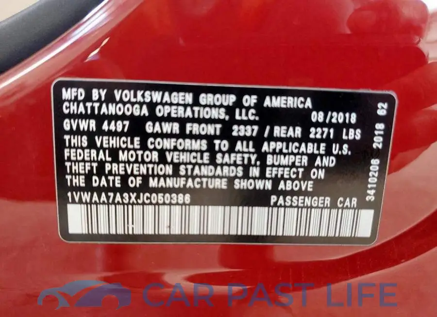 1VWAA7A3XJC050386# 12