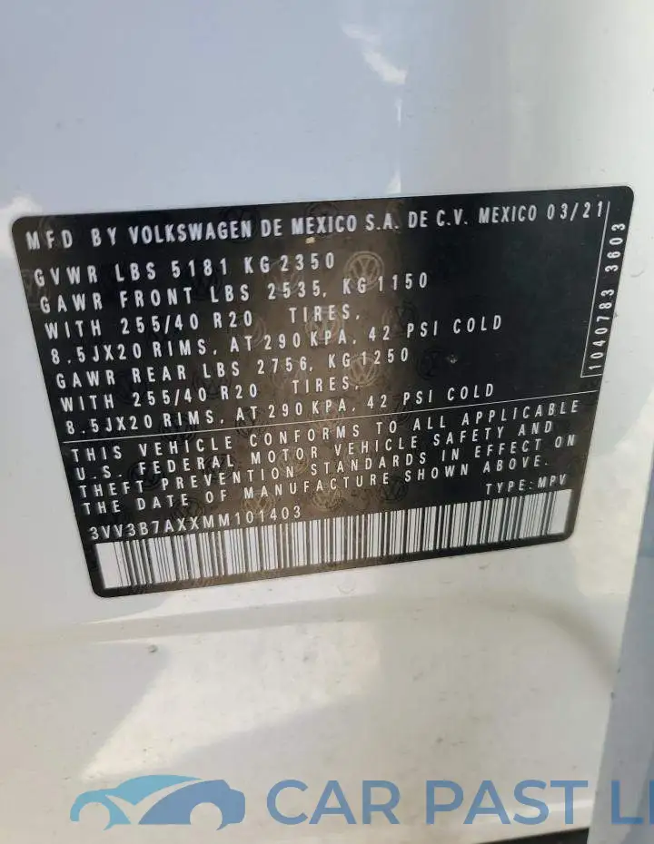 3VV3B7AXXMM101403# 14